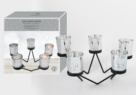 DKD Home Decor Portavelas de Cristal y Metal Estrella Plateado