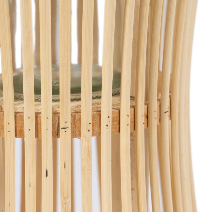 Farol Portavelas Natural Bambú 16 X 16 X 40 cm (Set de 2) Farol Portavelas Natural Bambú 16 X 16 X 40 cm (Set de 2)