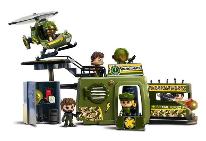 Base fuerzas especiales pinypon action con plataforma de aterrizaje, incluye figura, helicóptero, armeria y accesorios