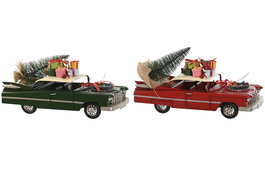 DKD Home Decor Vehiculo Decoracion Navidad Tradicional Rojo Verde 14.5 x 23 x 36 cm (2 Unidades)