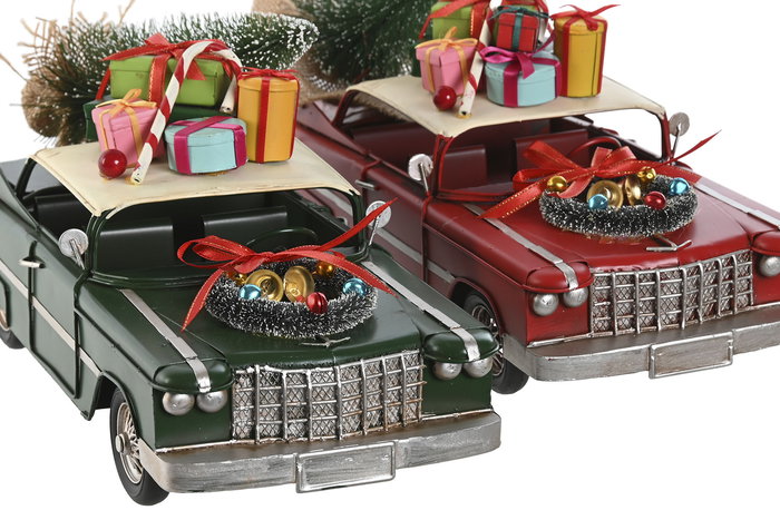 DKD Home Decor Vehiculo Decoracion Navidad Tradicional Rojo Verde 14.5 x 23 x 36 cm (2 Unidades)