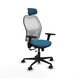 PIQUERAS Y CRESPO Silla de oficina Jorquera con mecanismo Sincro/Traslack Verde petróleo y Blanco