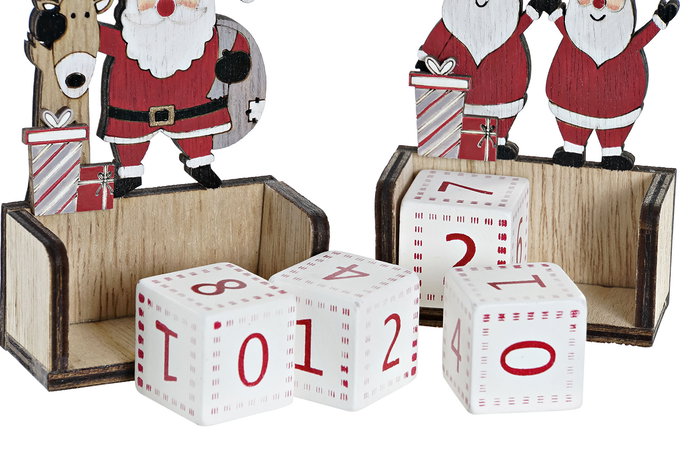Calendario Navidad Tradicional DKD Home Decor Rojo Blanco 3 x 10 x 6.5 cm (6 Unidades)