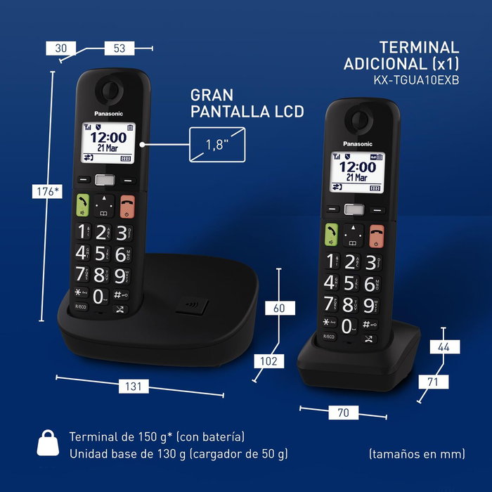 Panasonic KX-TGU112EXB Pack Dúo de Teléfonos Inalámbricos Negro