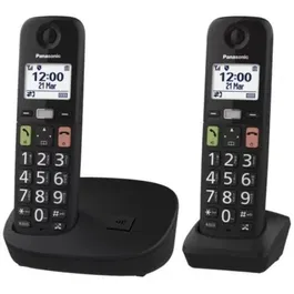 Panasonic Teléfono Inalámbrico Digital Pack DUO KX-TGU112EXB Negro con Botones Grandes y Volumen Mejorado