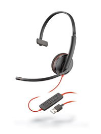 Poly Blackwire 3210 USB-A Auriculares con Cable para PC con Cancelación de Ruido y Protección Auditiva