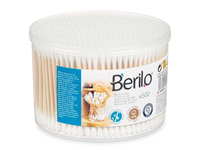 Berilo Caja 500 Bastoncillos Oídos Bambú