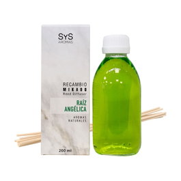S&S Recambio Mikado Raíz Angélica + Palos 200ml Ambientador Duración 4 Semanas