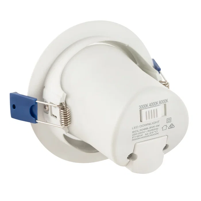 Foco Downlight LED Empotrable Orientable 8W 750Lm CCT 3000-6500K Regulable IP20 Blanco SE-SCL309B-8W-W-CCT