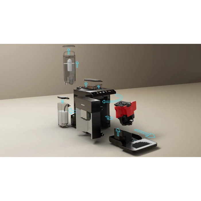 Siemens EQ.500 TQ513D01 Máquina de Café Superautomática con Molinillo Integrado y Tanque de Leche, Negro/Silver