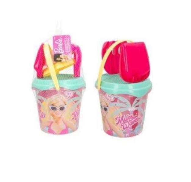 Barbie Cubo de Playa 18 cm con Pala, Rastrillo, Cedazo y 2 Moldes en Red