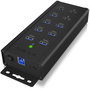 ICY BOX IB-HUB1703-QC3 Hub USB 3.0 de 7 Puertos con 3 Puertos de Carga Rápida QC3.0, Aluminio, Negro, 5000 Mbit/s