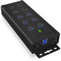 ICY BOX IB-HUB1703-QC3 Hub USB 3.0 de 7 Puertos con 3 Puertos de Carga Rápida QC3.0, Aluminio, Negro, 5000 Mbit/s