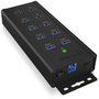 ICY BOX IB-HUB1703-QC3 Hub USB 3.0 de 7 Puertos con 3 Puertos de Carga Rápida QC3.0, Aluminio, Negro, 5000 Mbit/s