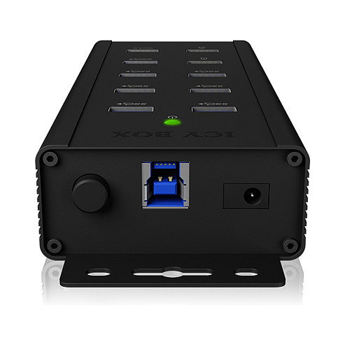 ICY BOX IB-HUB1703-QC3 USB 3.2 Gen 1 Hub de 10 puertos con 3 puertos QC3.0, Negro