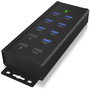 ICY BOX IB-HUB1703-QC3 Hub USB 3.0 de 7 Puertos con 3 Puertos de Carga Rápida QC3.0, Aluminio, Negro, 5000 Mbit/s
