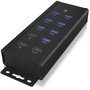 ICY BOX IB-HUB1703-QC3 Hub USB 3.0 de 7 Puertos con 3 Puertos de Carga Rápida QC3.0, Aluminio, Negro, 5000 Mbit/s