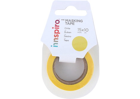 Innspiro Cinta masking tape Washi amarillo 15mm x 10m Serie Lisos Básicos