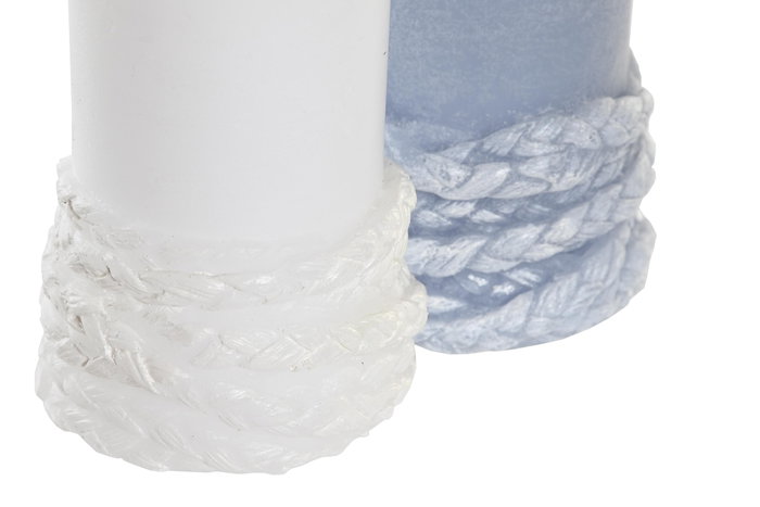 DKD Home Decor Vela Mediterraneo Gris Azul 7.2 x 10 x 7.2 cm (12 Unidades) Cera Parafina Duración 30h