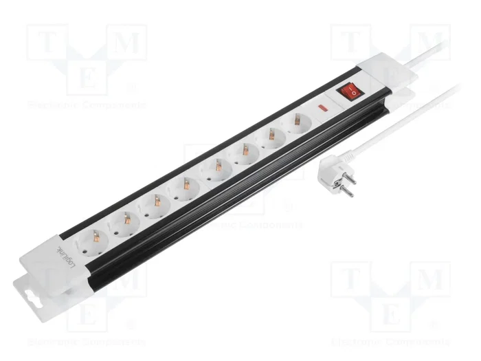 LogiLink LPS207 Regleta de 8 tomas con cable de 3m, Blanco/Negro LogiLink LPS207 Regleta de 8 tomas con cable de 3m, Blanco/Negro