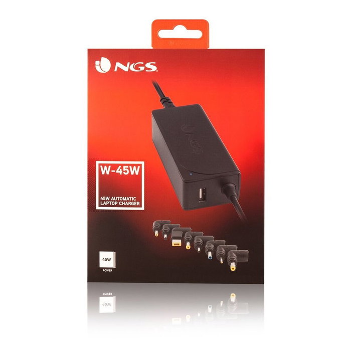 NGS Cargador Universal Automático W-45W 45W Negro con 8 Conectores y Salida USB