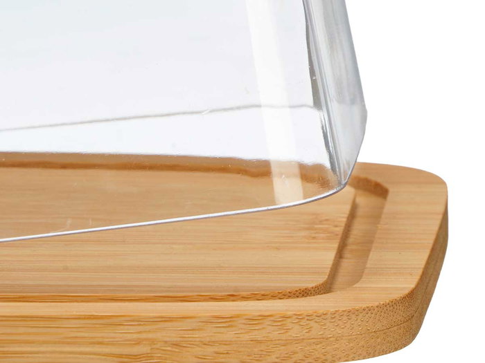 Kinvara Mantequillera de Bambú y Plástico (PS) con Tapa, Color Madera, 19x12.6x6.2 cm (Set de 12)