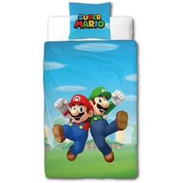 Mario Bros Juego de Cama Mario y Luigi Microfibra 1 Funda Nórdica 140 x 200 cm + 1 Funda de Almohada 63 x 63 cm