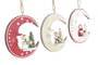 DKD Home Decor Decoración Colgante Navidad Tradicional Rojo Blanco Madera 11 x 32 x 17 cm (12 Unidades)