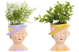 DKD Home Decor Plantas de PE y Cerámica Surtidas 9x8,5x19 cm