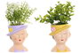 DKD Home Decor Plantas de PE y Cerámica Surtidas 9x8,5x19 cm
