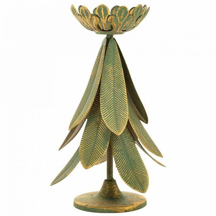 Candelero Alexandra House Living Dorado Hierro 21 x 31 x 21 cm Plumas