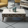 Hanah Home Mesa de Centro Cream 90cm x 34.6cm x 60cm Elegancia Atemporal y Funcionalidad Moderna