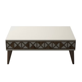Hanah Home Mesa de Centro Cream 90cm x 34.6cm x 60cm Elegancia Atemporal y Funcionalidad Moderna