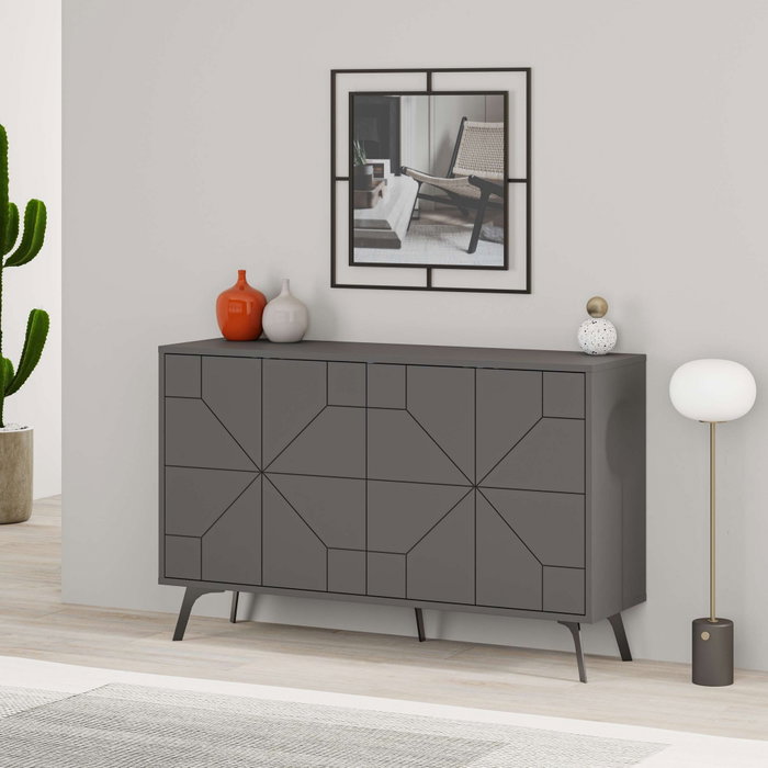 Hanah Home Consola Dune Antracita Tablero de Partículas Melamina 123x62.4x35 cm