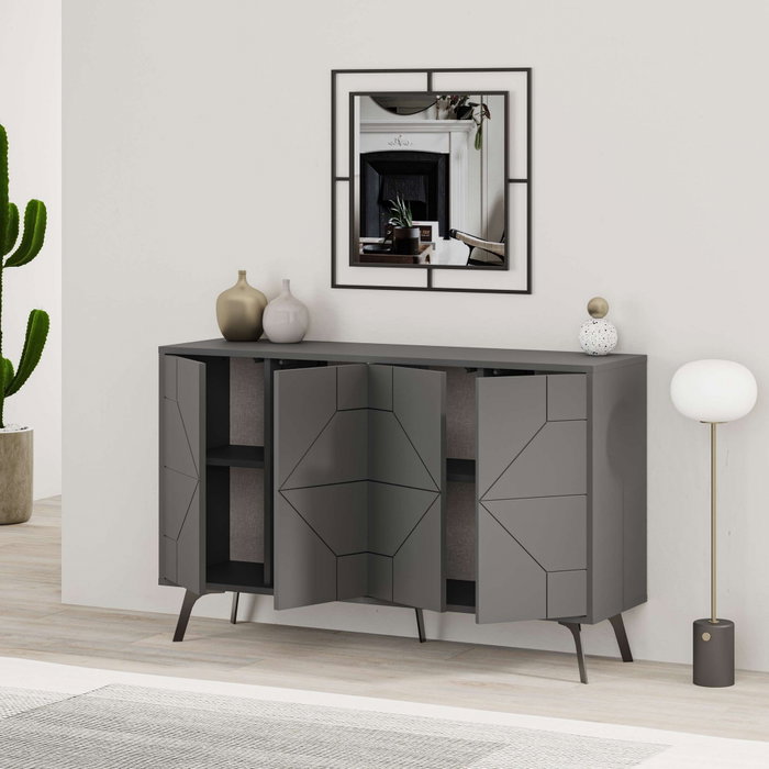 Hanah Home Consola Dune Antracita Tablero de Partículas Melamina 123x62.4x35 cm