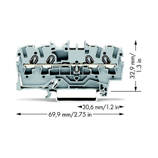 WAGO 2002-1401 Borne de paso de 4 conductores, 2,5 mm