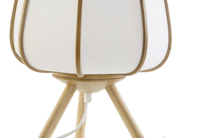 DKD Home Decor Lámpara de Sobremesa Bambú y Poliéster Natural/Blanco DKD Home Decor Lámpara de Sobremesa Bambú y Poliéster Natural/Blanco