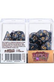 Sas Trade Invaders Juego de 7 Dados Multiformato Negro Perlado y Dorado