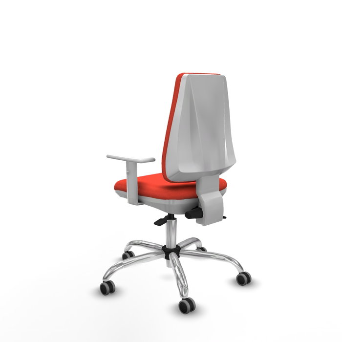 PIQUERAS Y CRESPO Silla de oficina Elche, mecanismo Asincro, Tela Naranja oscuro, Base cromada, Ruedas 65 mm parqué