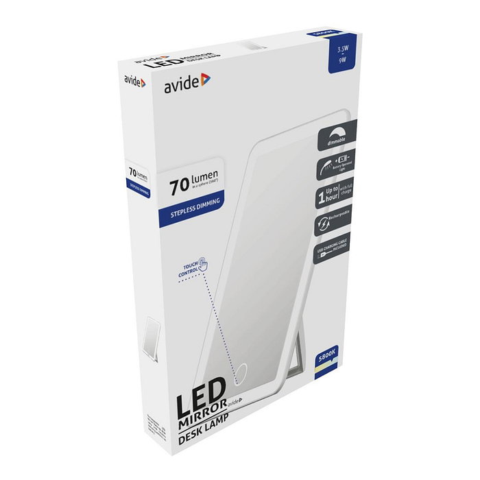 Avide Espejo de Maquillaje LED Rectangular Blanco Avide Espejo de Maquillaje LED Rectangular Blanco