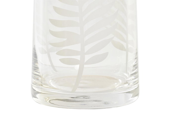 DKD Home Decor Jarrón de Cristal Grabado Tropic Leaf Hojas Transparente