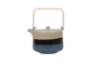DKD Home Decor Tetera Oriental Loving 25 Porcelana y Bambú Azul Gris 13.3 x 20 x 18 cm Capacidad 1L