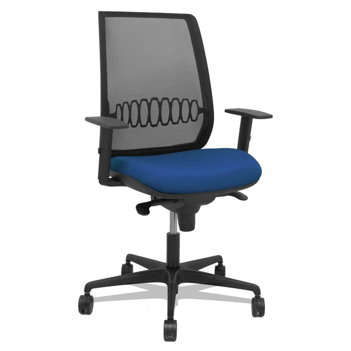 Piqueras y Crespo Silla Alares con Mecanismo Sincro, Malla Negra y Asiento Azul Marino Piqueras y Crespo Silla Alares con Mecanismo Sincro, Malla Negra y Asiento Azul Marino