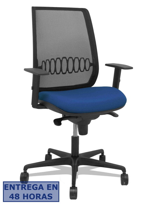 Piqueras y Crespo Silla Alares con Mecanismo Sincro, Malla Negra y Asiento Azul Marino Piqueras y Crespo Silla Alares con Mecanismo Sincro, Malla Negra y Asiento Azul Marino