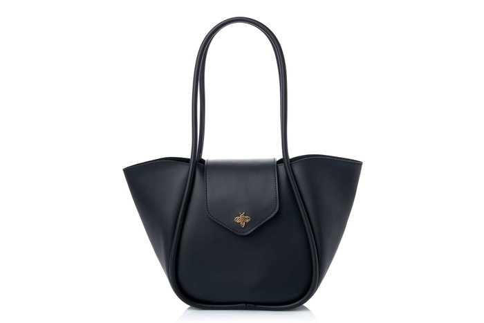 Lucky Bees Greta - Bolso de Hombro Negro en Cuero de Polivinilo