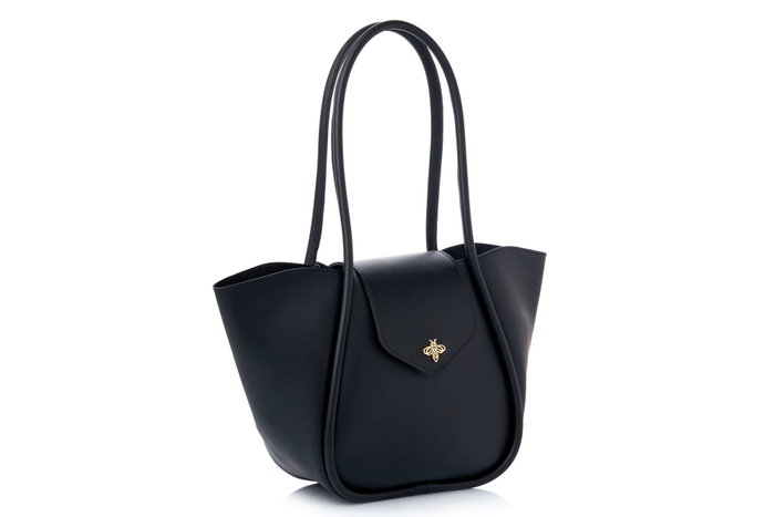 Lucky Bees Greta - Bolso de Hombro Negro en Cuero de Polivinilo