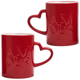 The Concept Factory Juego 2 Mugs Asa Corazón Rojo y Blanco 300 ml 'Amour' Love Is In The
