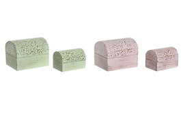DKD Home Decor Set de 2 Joyeros de Mango y Aluminio, Surtido