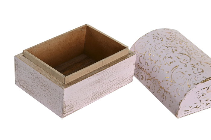 DKD Home Decor Joyero Set de 2 Piezas Verde Menta y Rosa Palo 7.5 x 8 x 10 cm