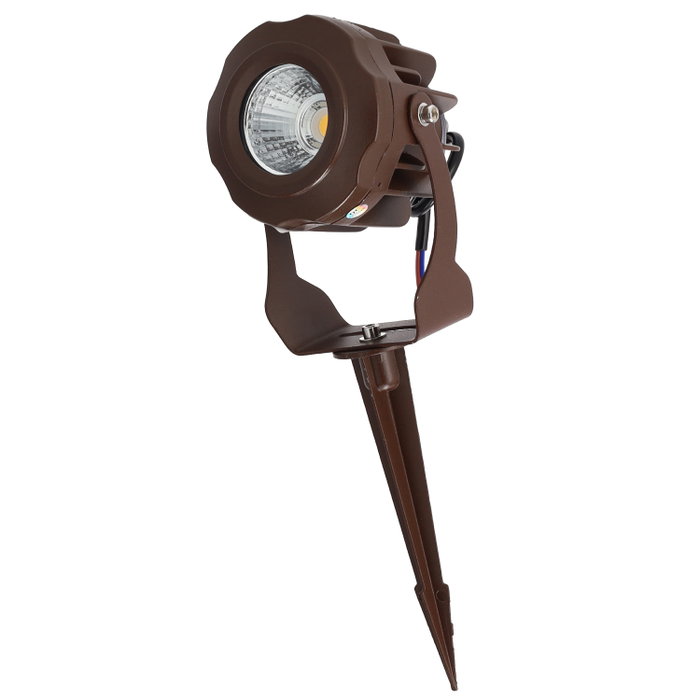 Foco LED con Pincho Jardín 10W IP65 2700K Acabado Marrón